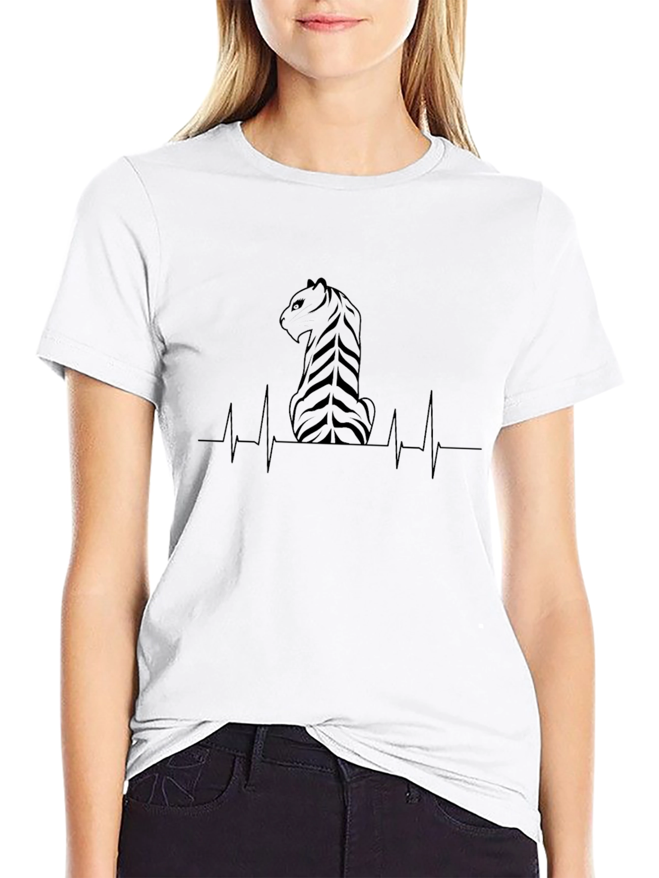 Tiger Heartbeat Graphic Tee - Cool Black Shirt