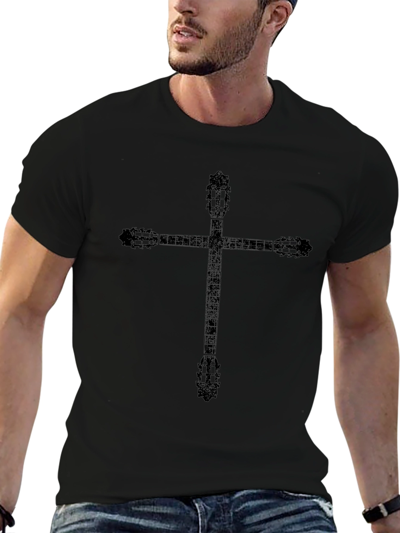 Guitar Cross Graphic Tee - Black