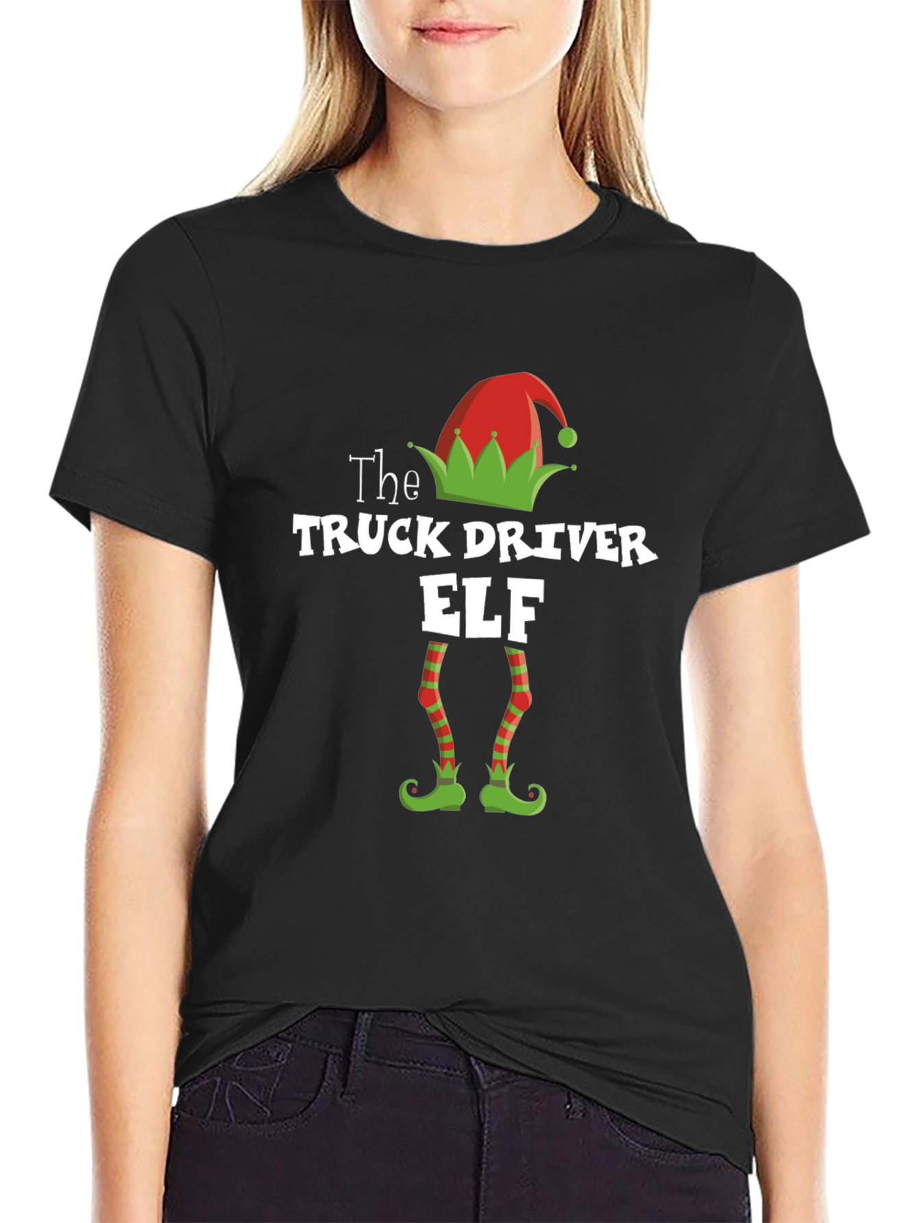 Truck Driver Elf Christmas Holiday T-Shirt