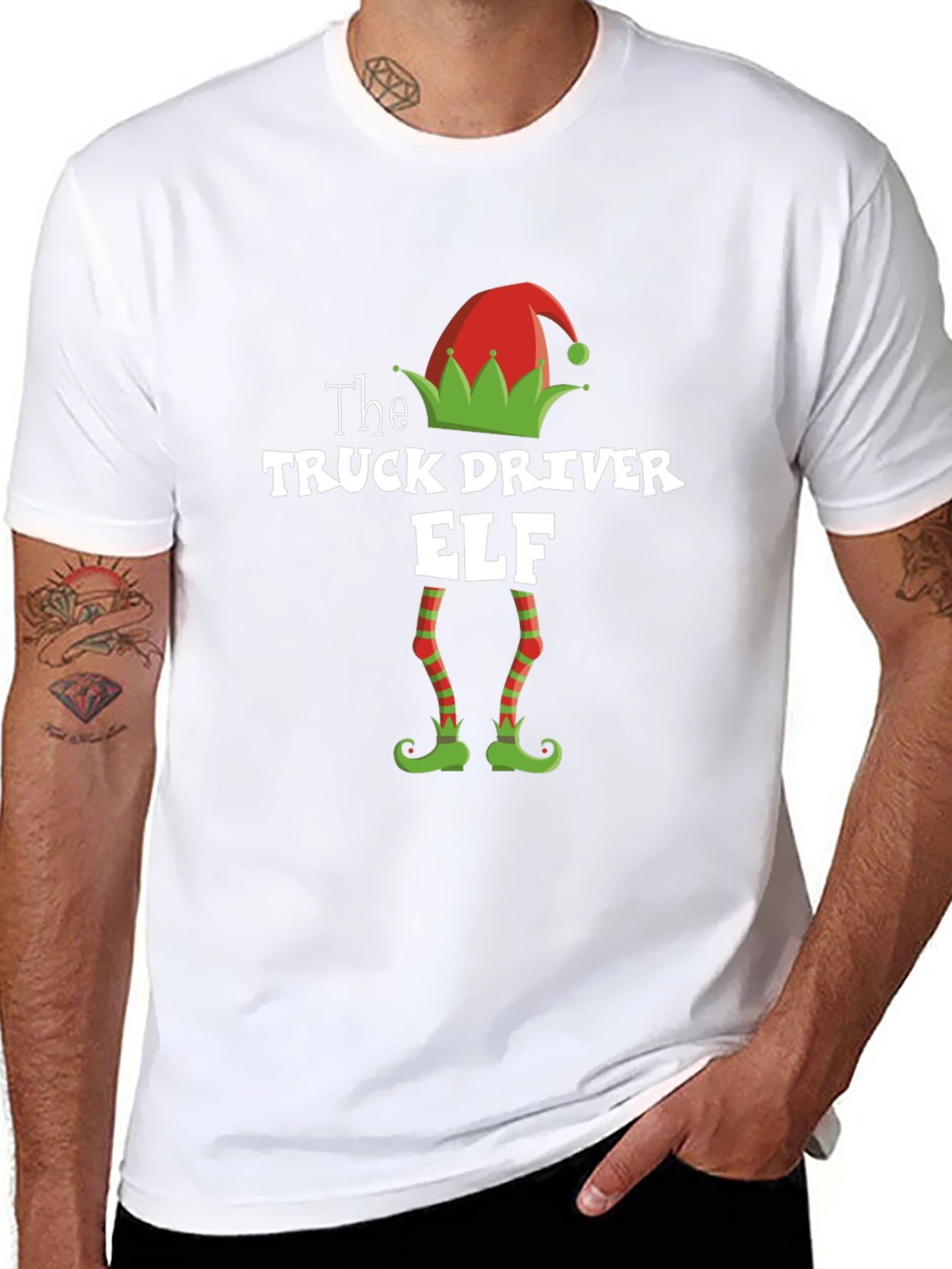 Truck Driver Elf Christmas Holiday T-Shirt