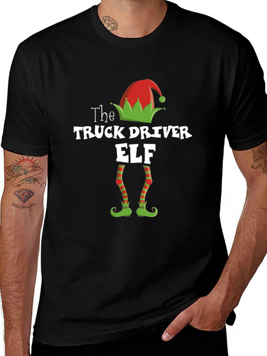 Truck Driver Elf Christmas Holiday T-Shirt