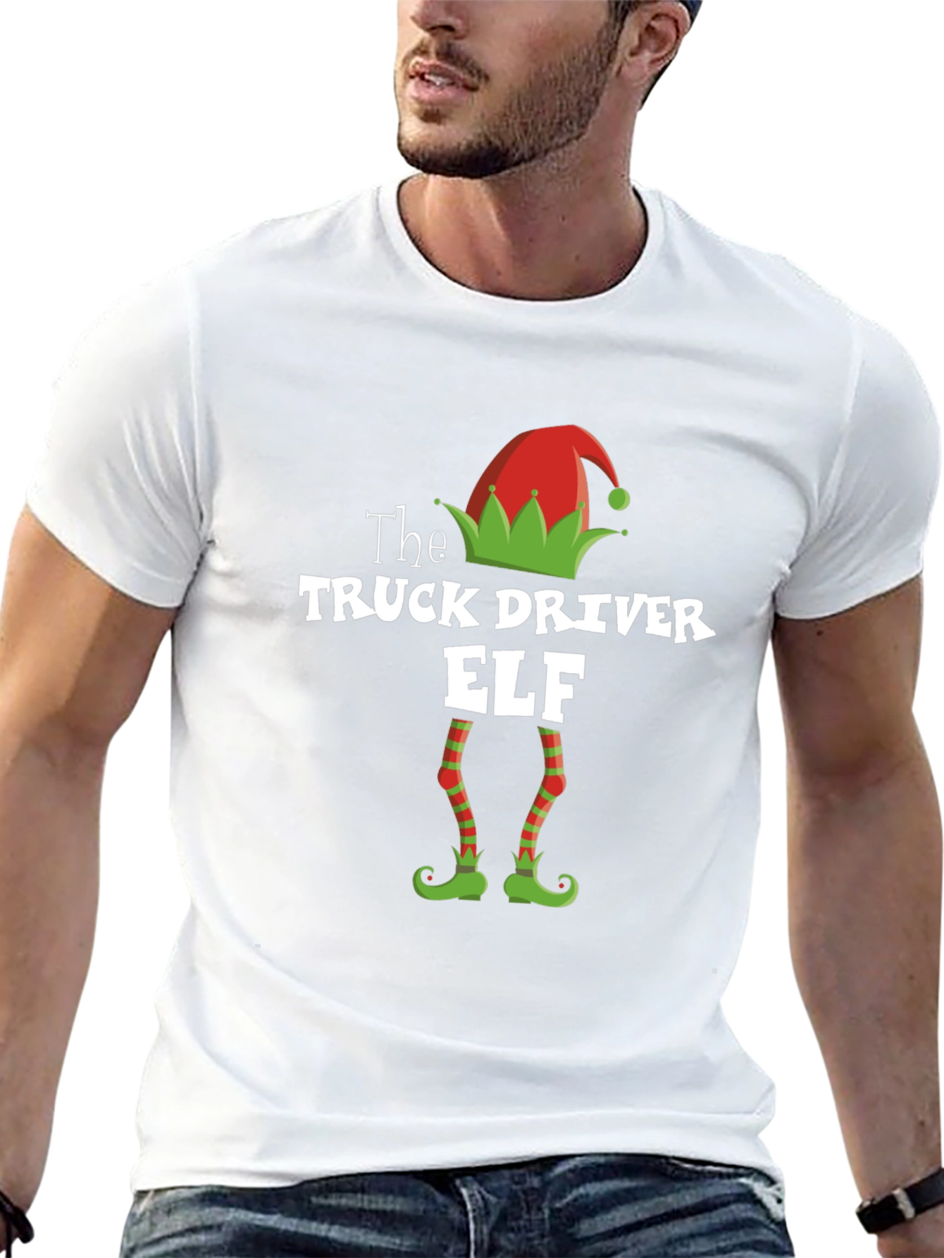 Truck Driver Elf Christmas Holiday T-Shirt