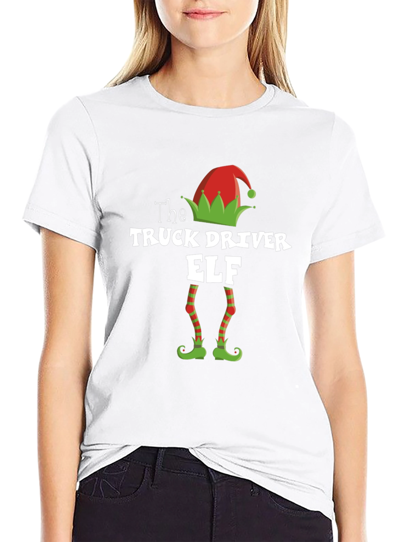 Truck Driver Elf Christmas Holiday T-Shirt