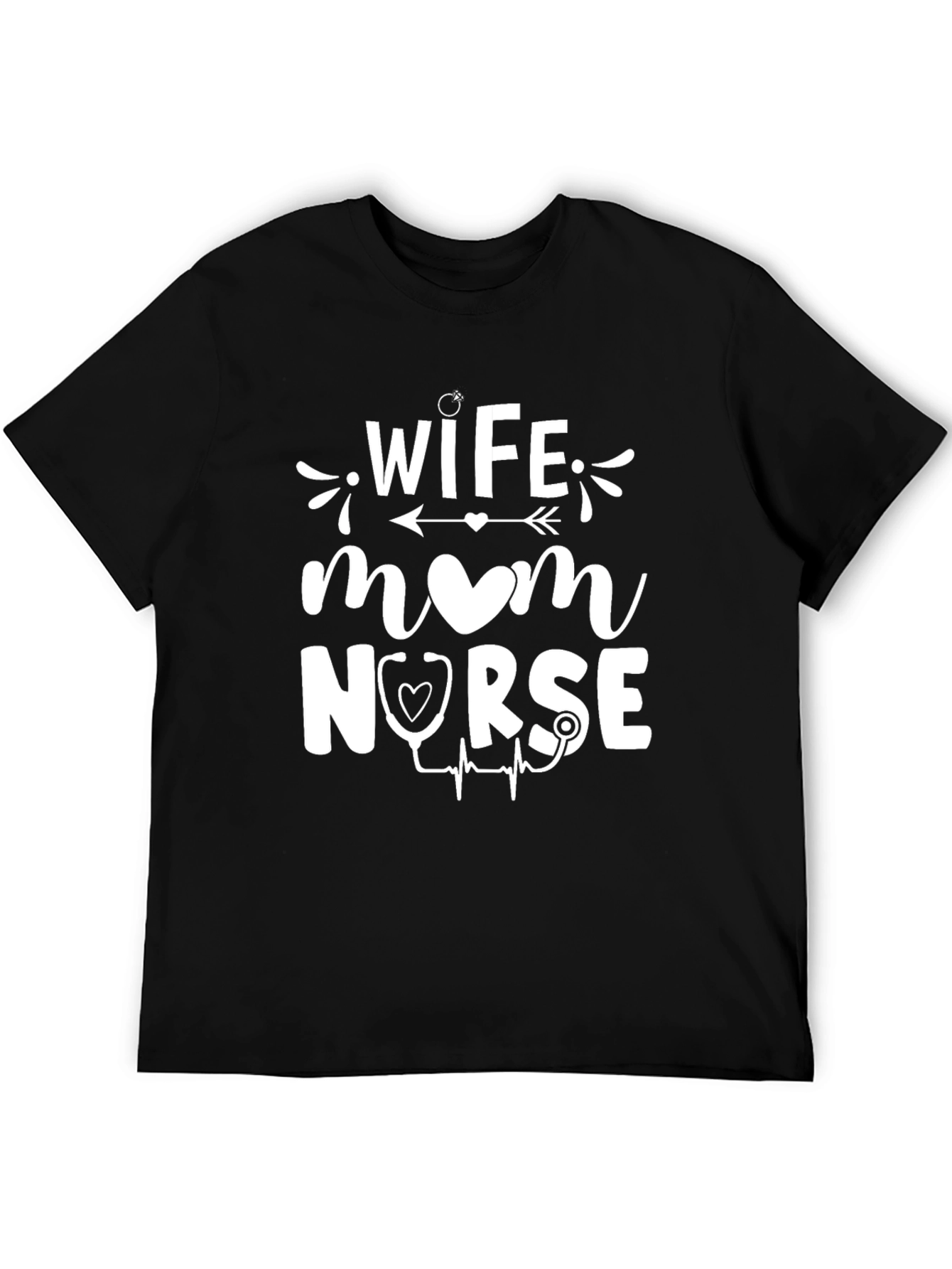 Wife Mom Nurse Graphic Tee - Black