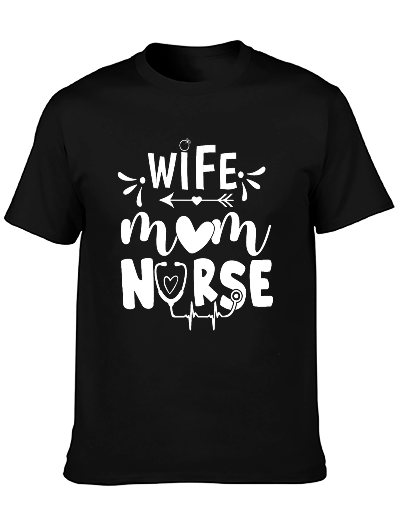 Wife Mom Nurse Graphic Tee - Black