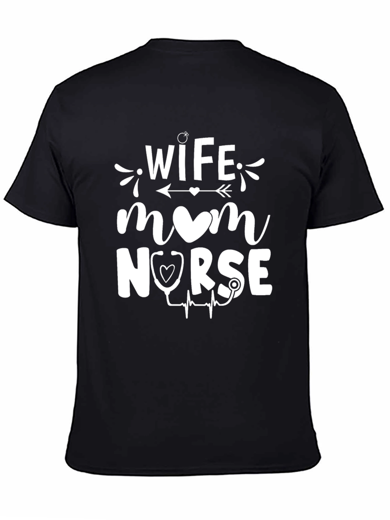Wife Mom Nurse Graphic Tee - Black