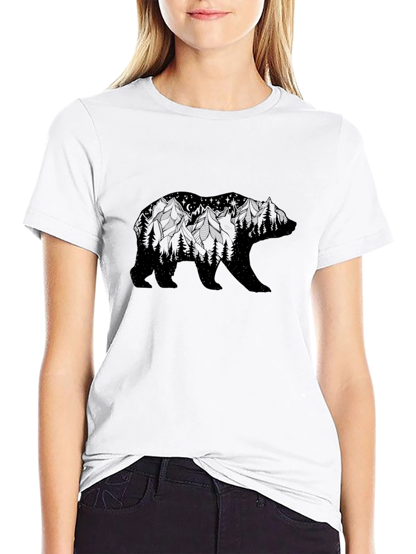 Mens Black Bear Mountain Graphic Tee