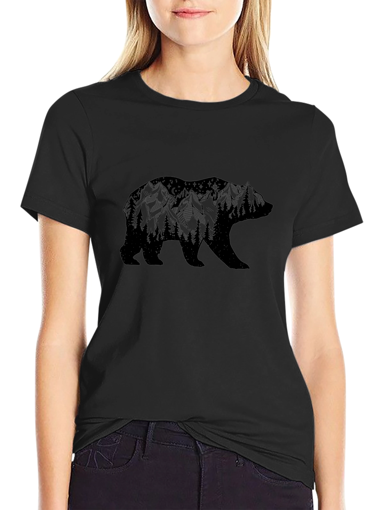 Mens Black Bear Mountain Graphic Tee