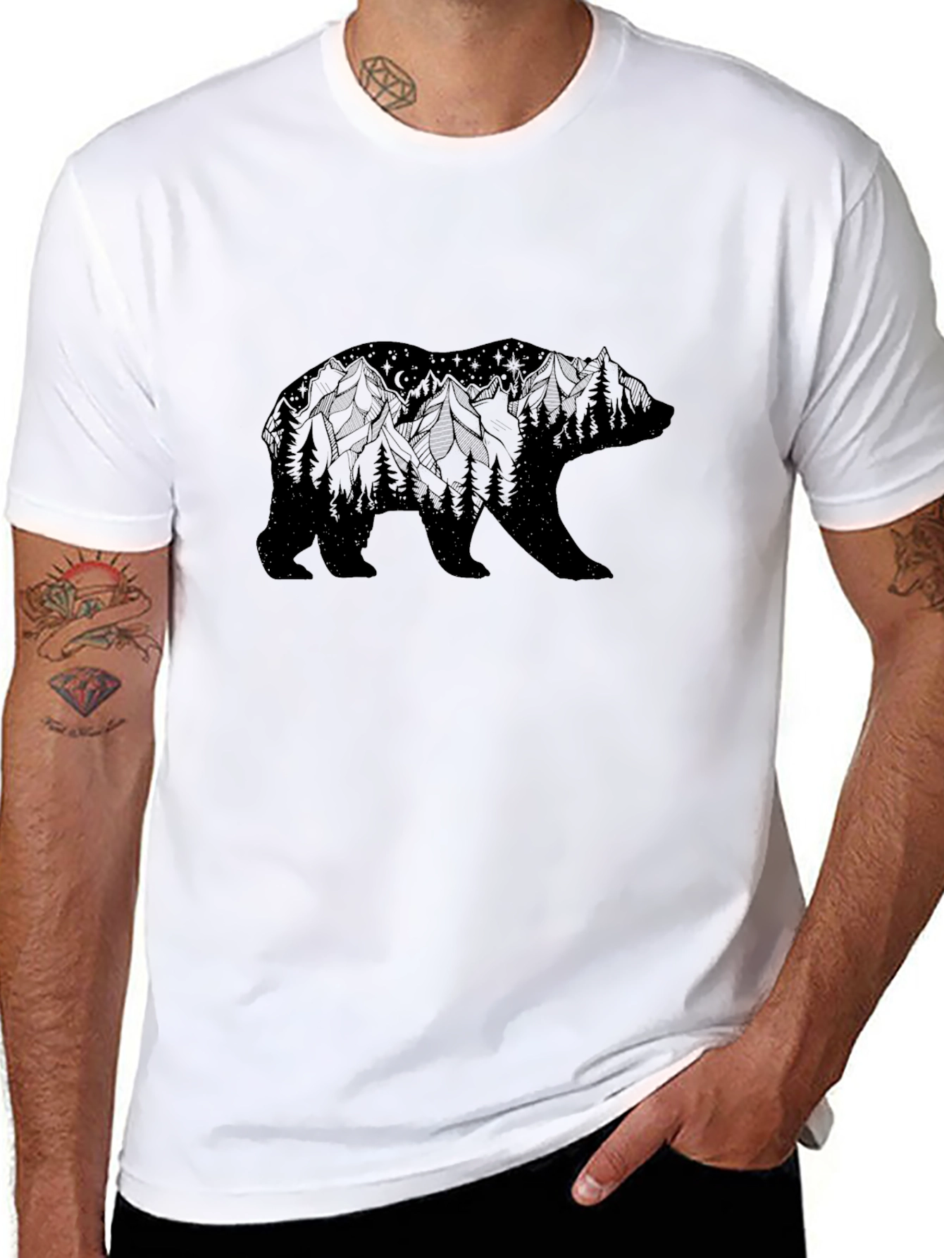Mens Black Bear Mountain Graphic Tee