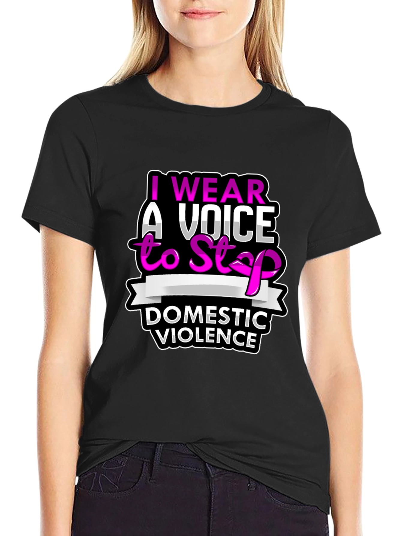 I Wear A Voice To Stop Domestic Violence T-Shirt