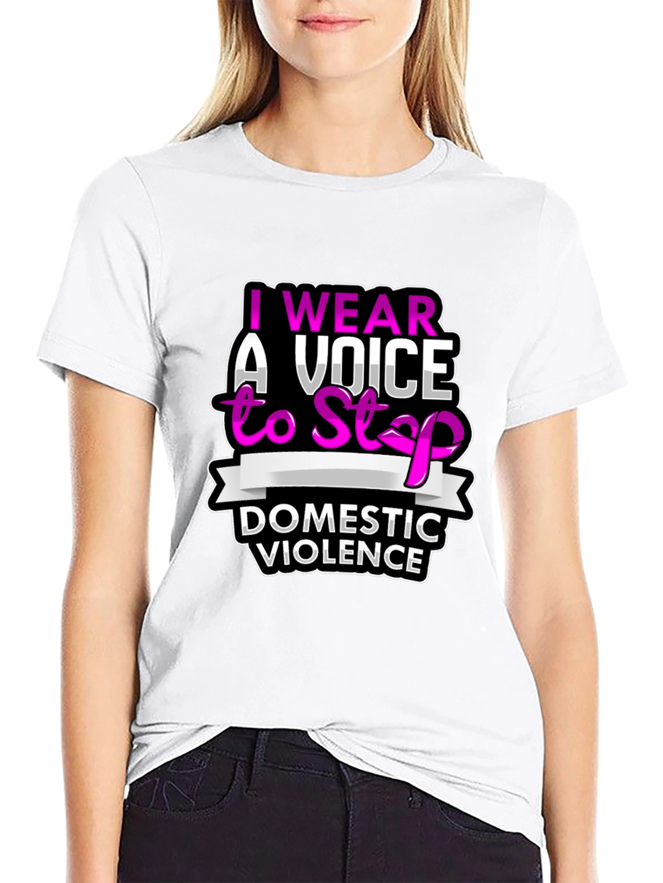 I Wear A Voice To Stop Domestic Violence T-Shirt