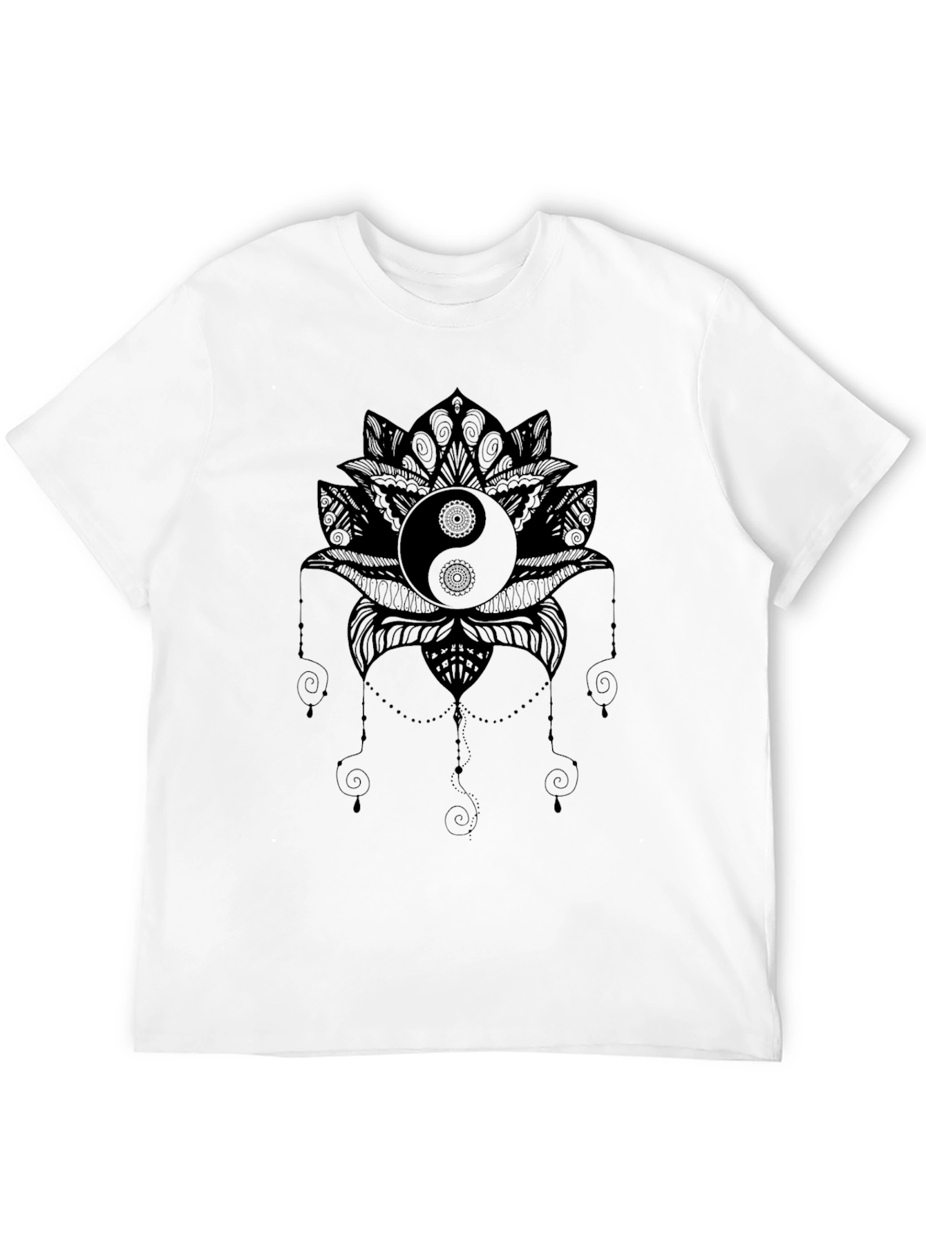 Yin Yang Lotus Graphic Tee - Black