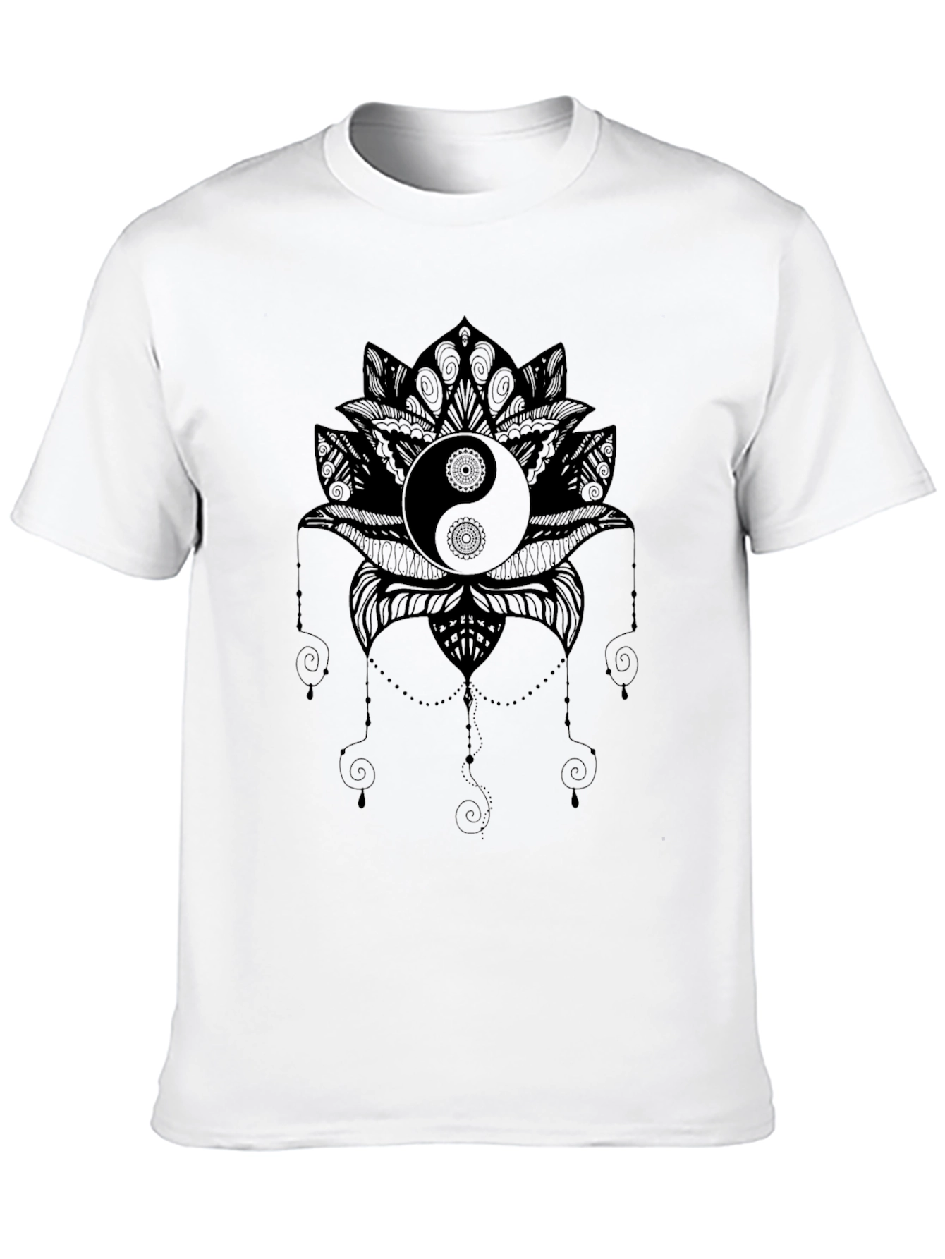 Yin Yang Lotus Graphic Tee - Black