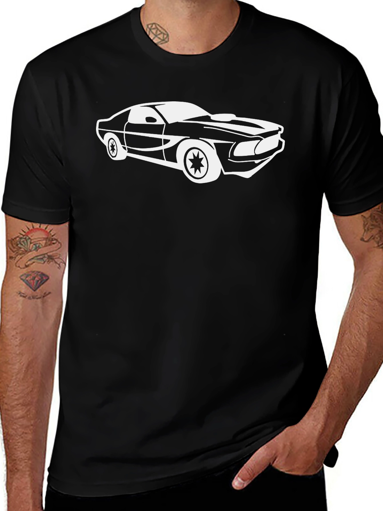 Classic Car Graphic Tee - Black Cotton
