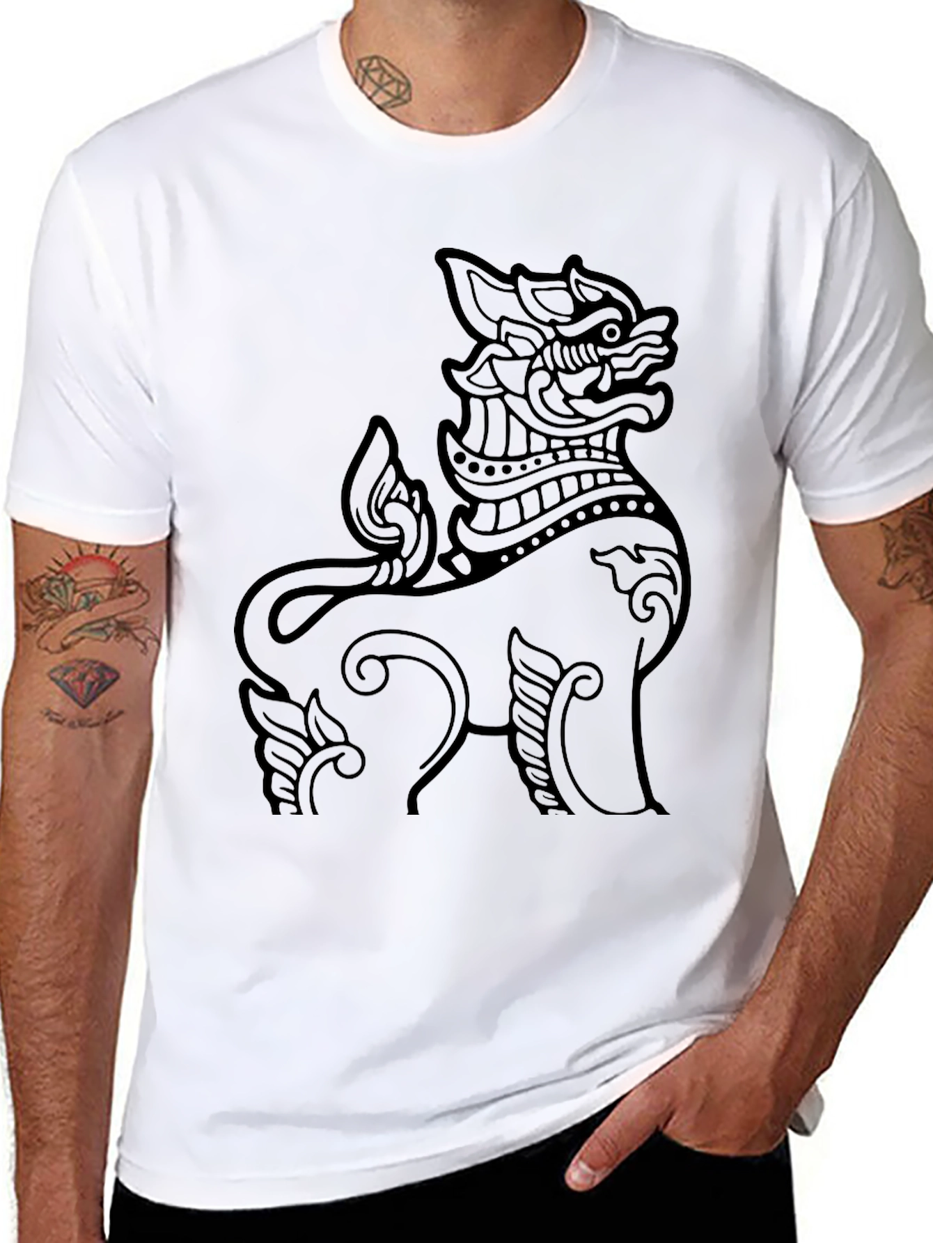 Thai Lion Graphic Tee - Mens Black T-Shirt