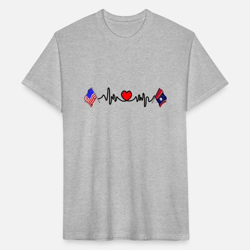 Cardio Heart with Flag USA and Mississippi Flag