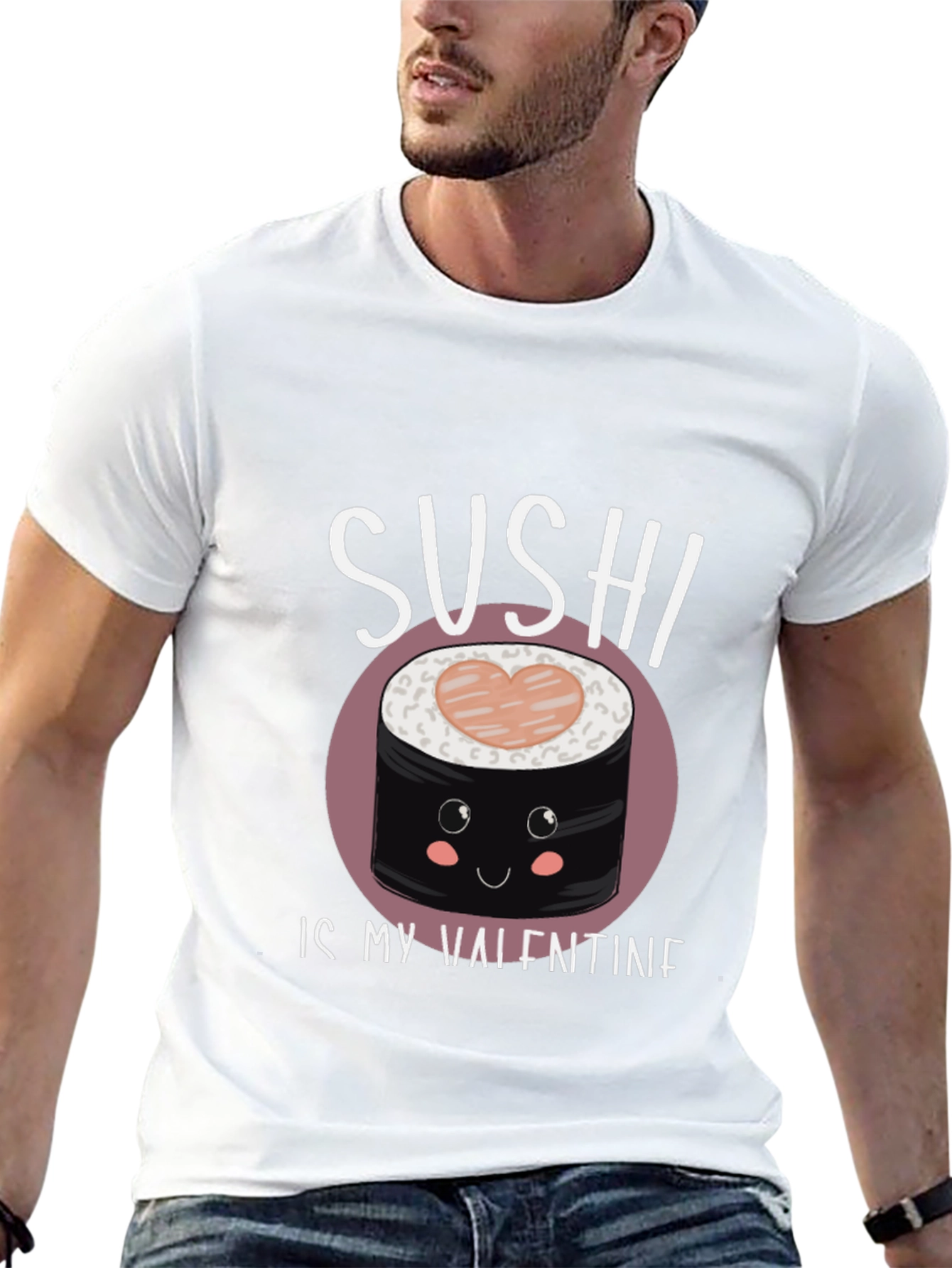 Sushi is My Valentine Graphic Tee - Black