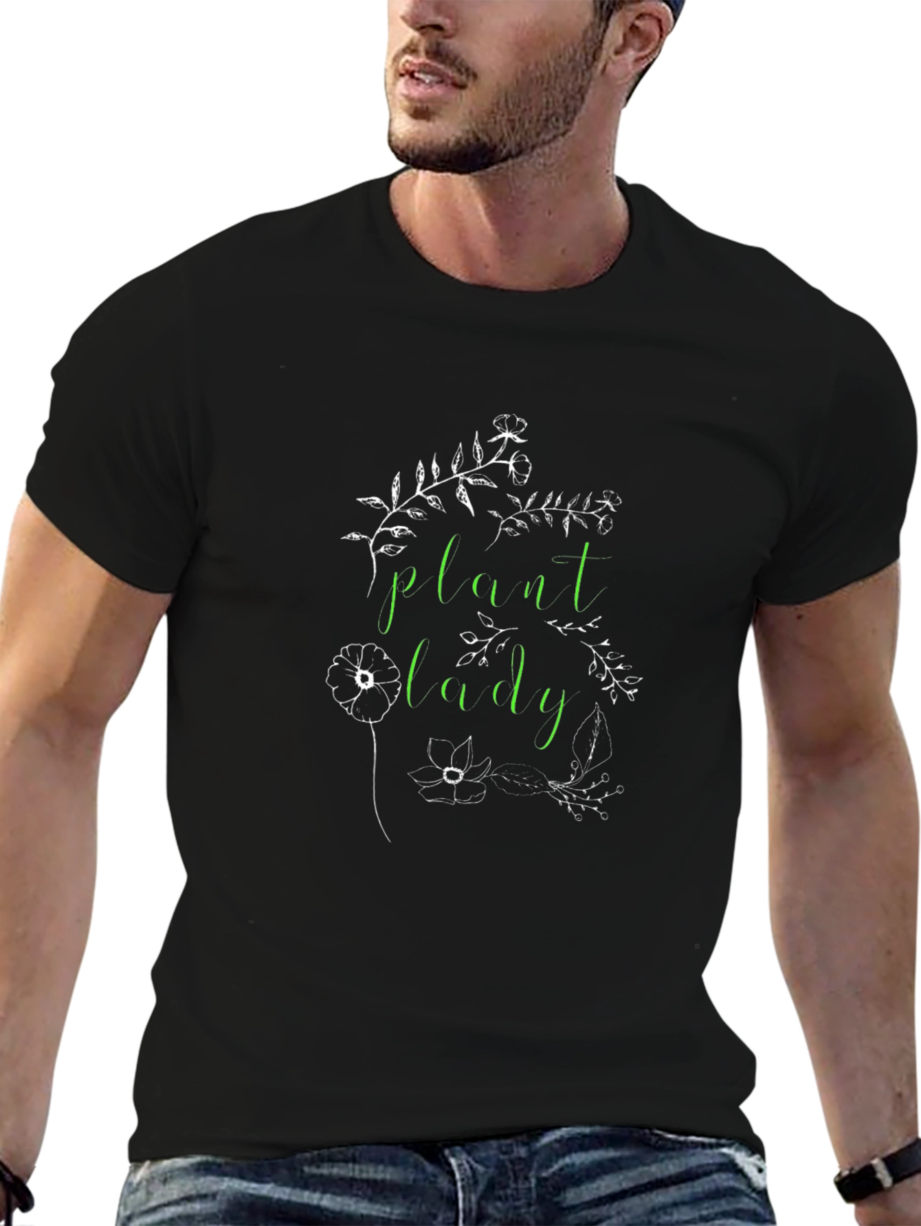 Plant Lady Graphic Tee - Black Cotton Blend