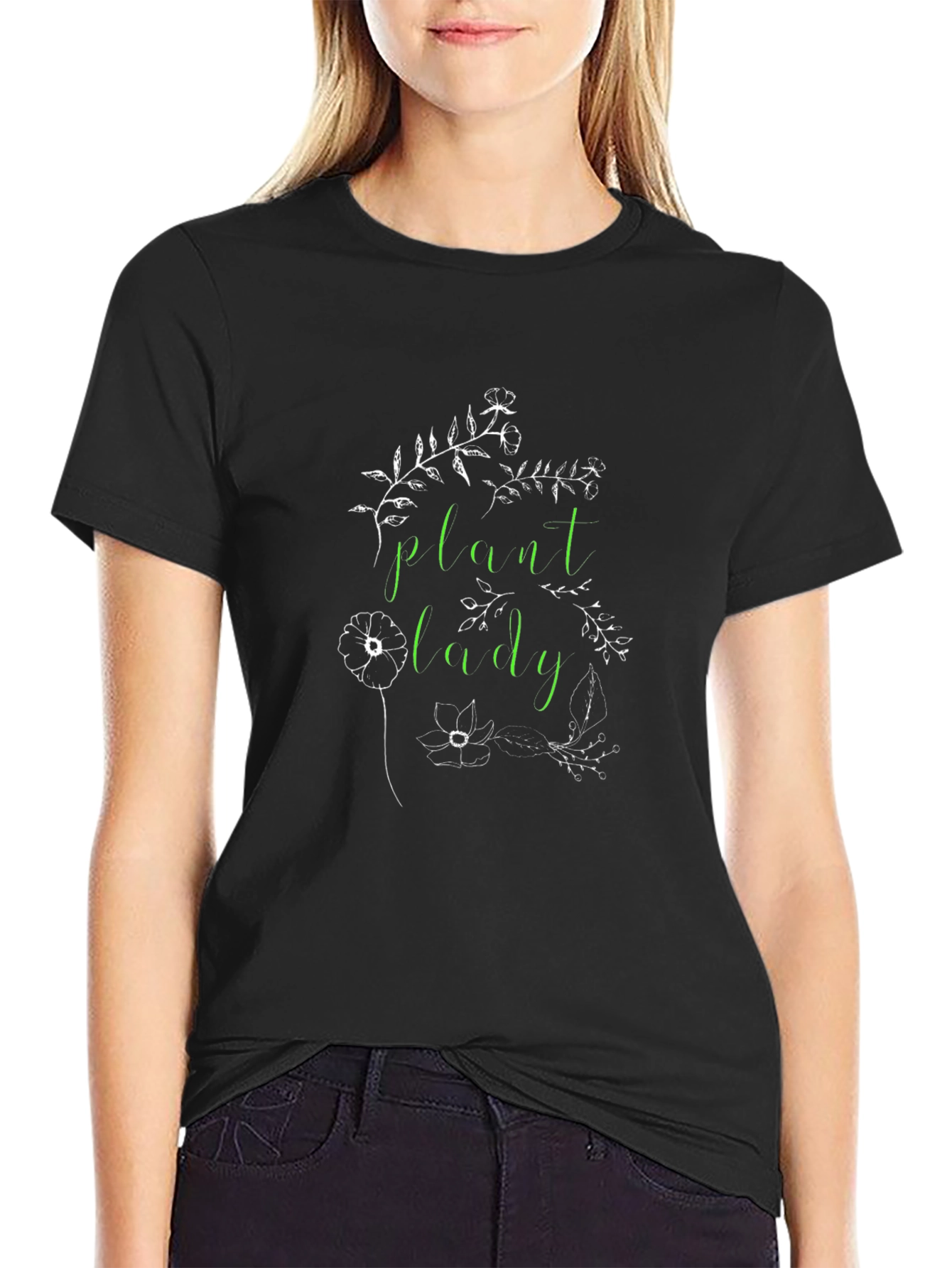 Plant Lady Graphic Tee - Black Cotton Blend
