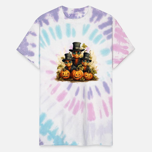 Charming smiling pumpkins wearing top hats