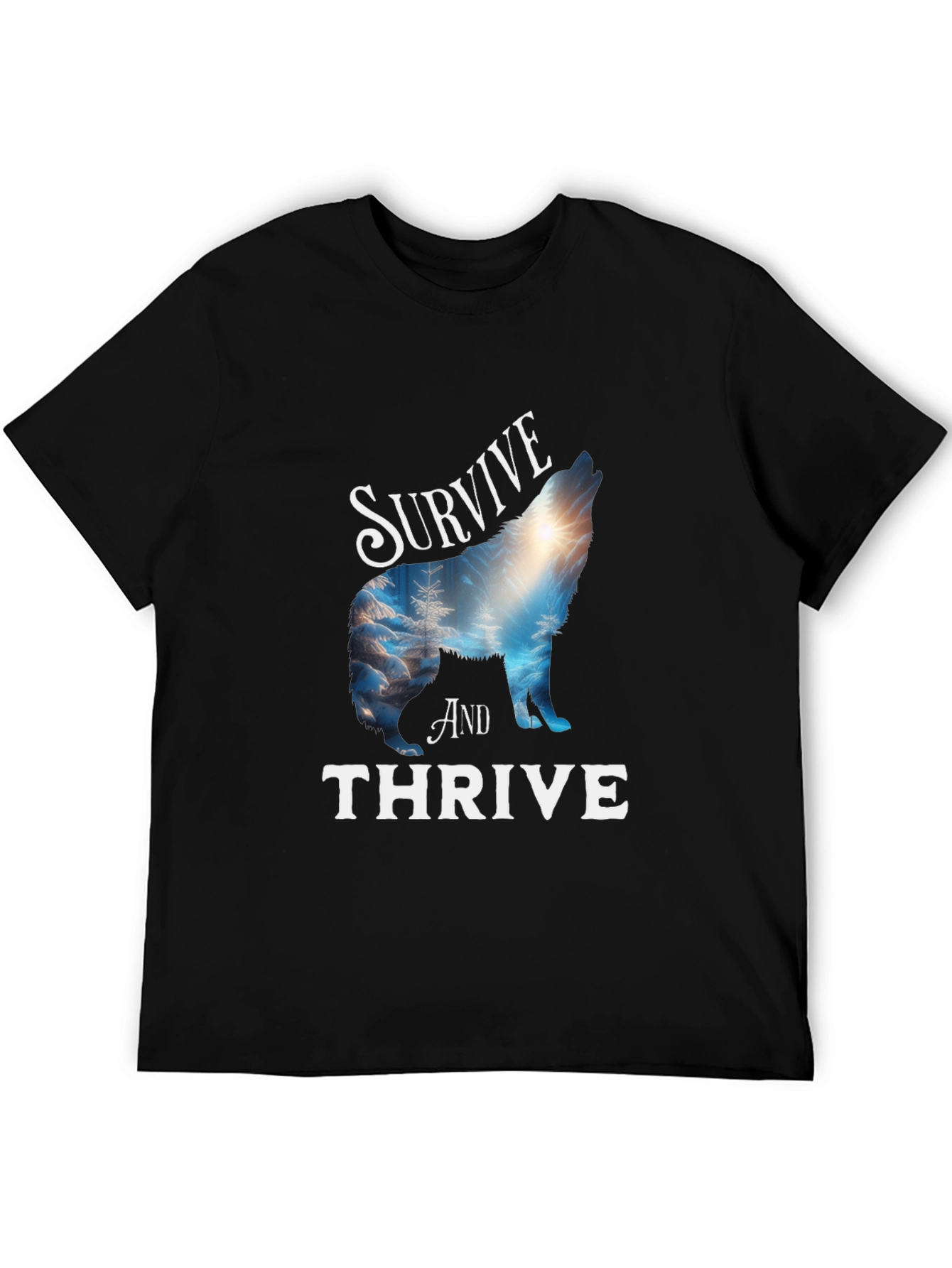 Survive and Thrive Wolf Graphic Tee - Black
