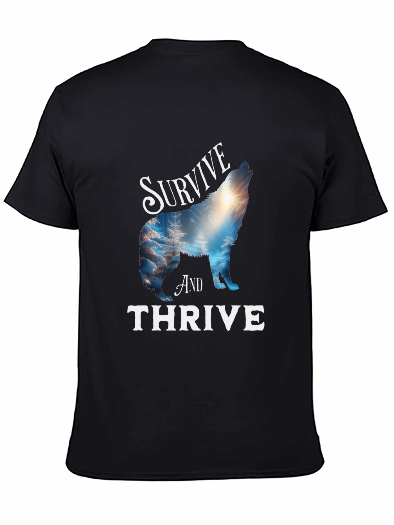 Survive and Thrive Wolf Graphic Tee - Black