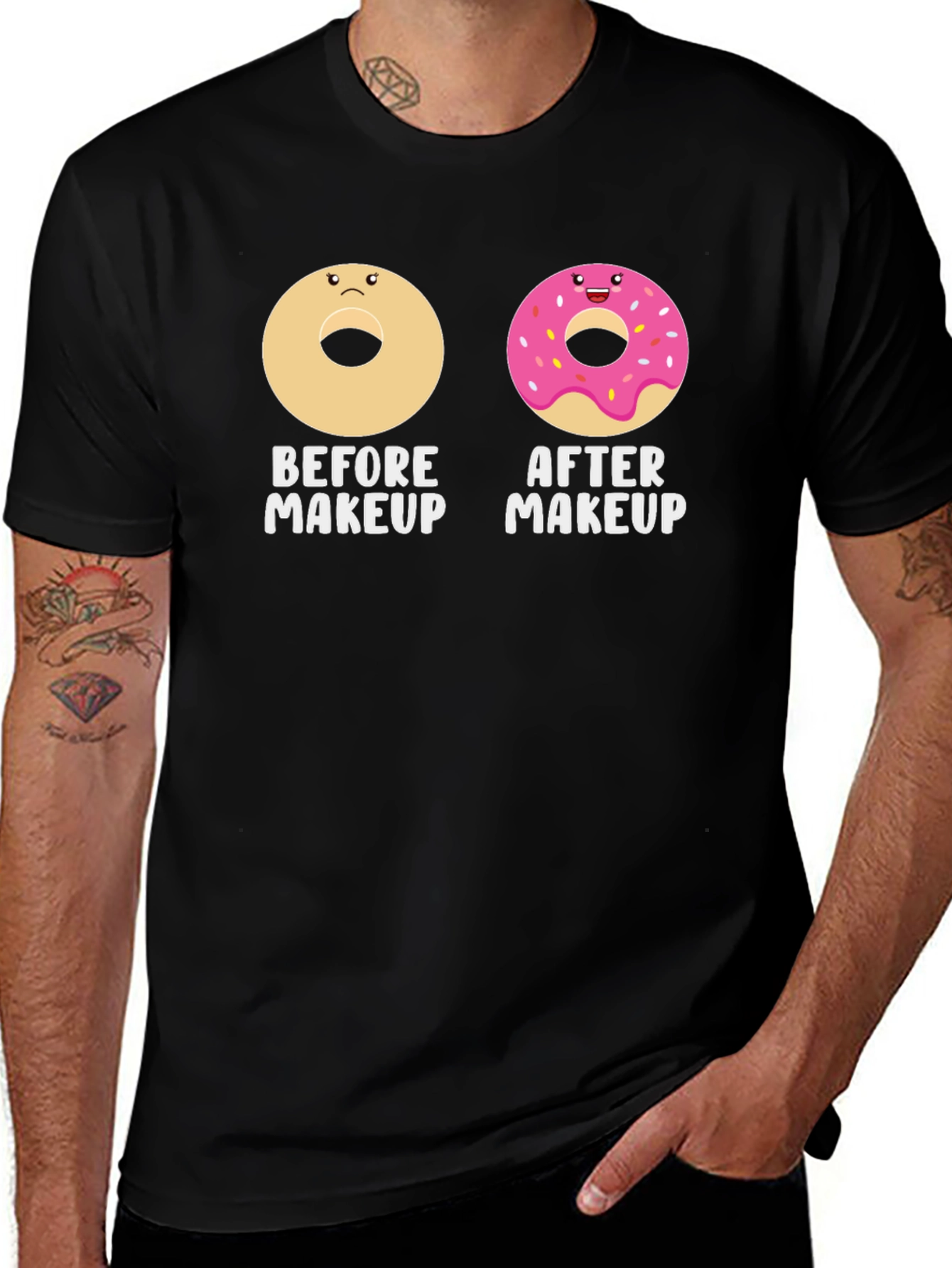 Donut Makeup T-Shirt - Funny Graphic Tee