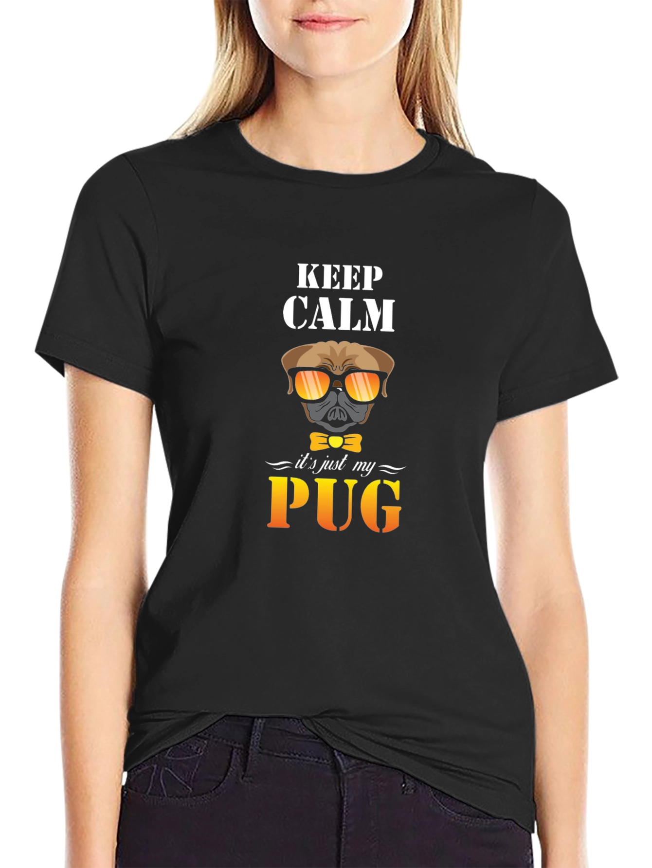 Keep Calm Its Just My Pug T-Shirt Black