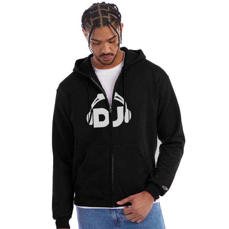 Cool DJ headphones music party text lettering logo