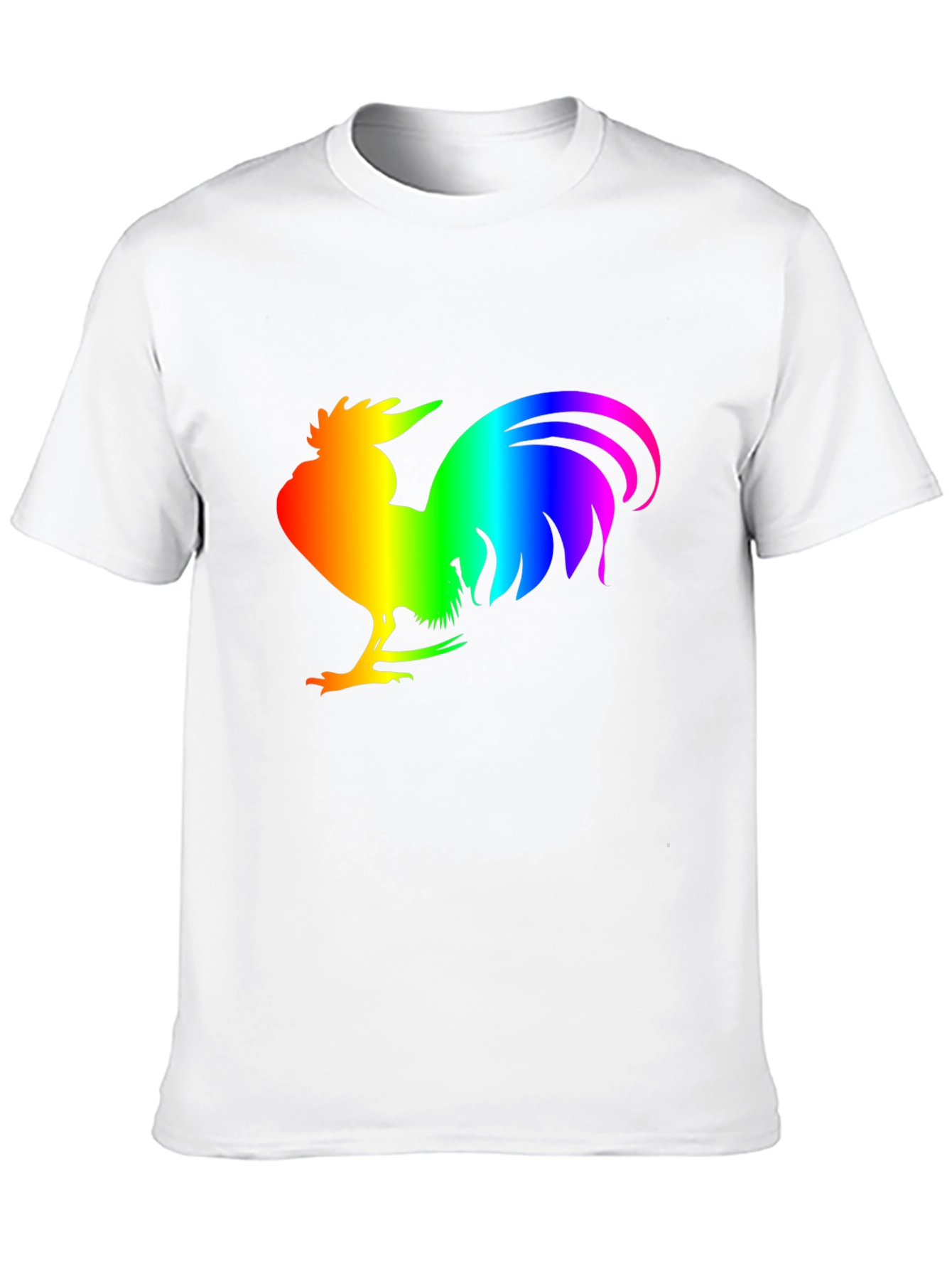 Rainbow Rooster Graphic Tee - Black Cotton Comfort