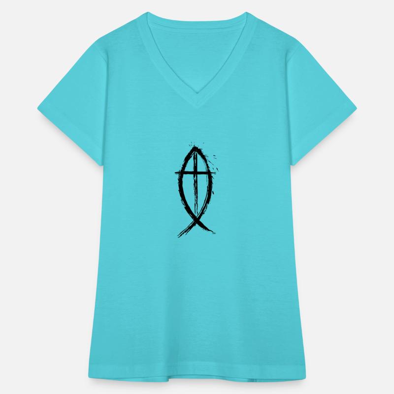 Cross And Fish Christian Design - Black Edition