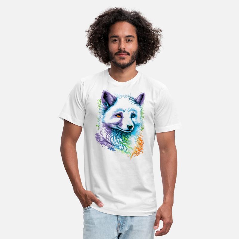 cute Arctic Fox portrait design with rainbow color