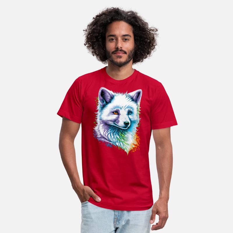 cute Arctic Fox portrait design with rainbow color