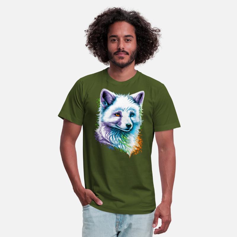 cute Arctic Fox portrait design with rainbow color