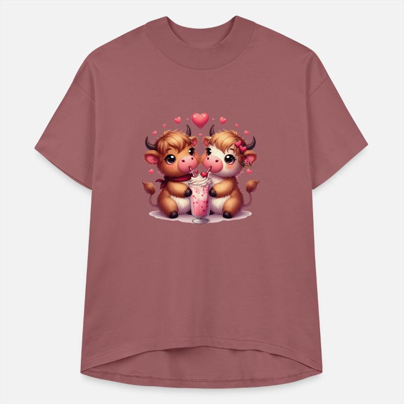 Cute Cartoon Valentines Highland Cow