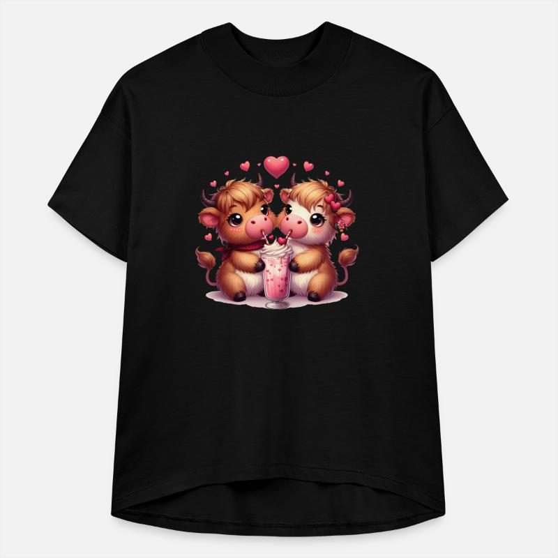 Cute Cartoon Valentines Highland Cow