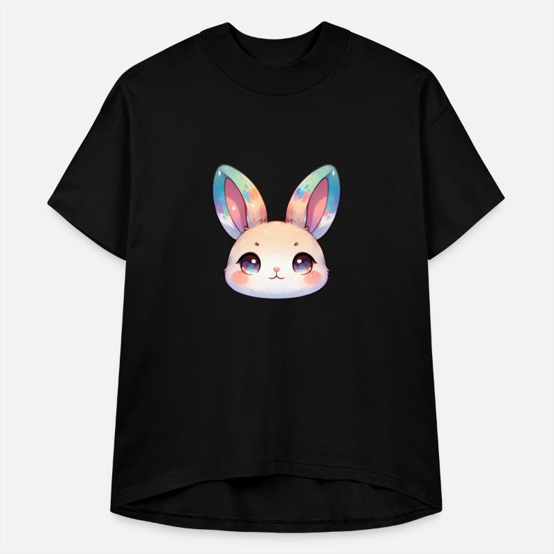 Cute Chibi Bunny Face With Watecolored Ears