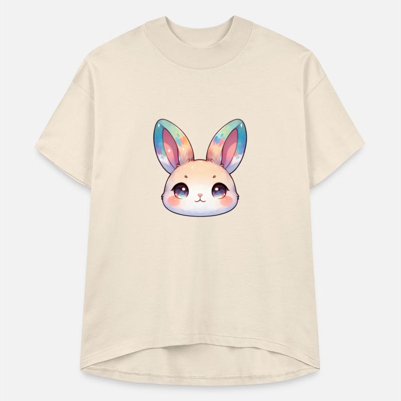 Cute Chibi Bunny Face With Watecolored Ears