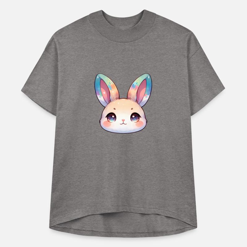 Cute Chibi Bunny Face With Watecolored Ears