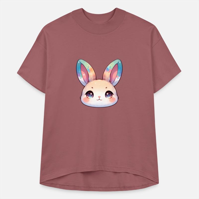 Cute Chibi Bunny Face With Watecolored Ears