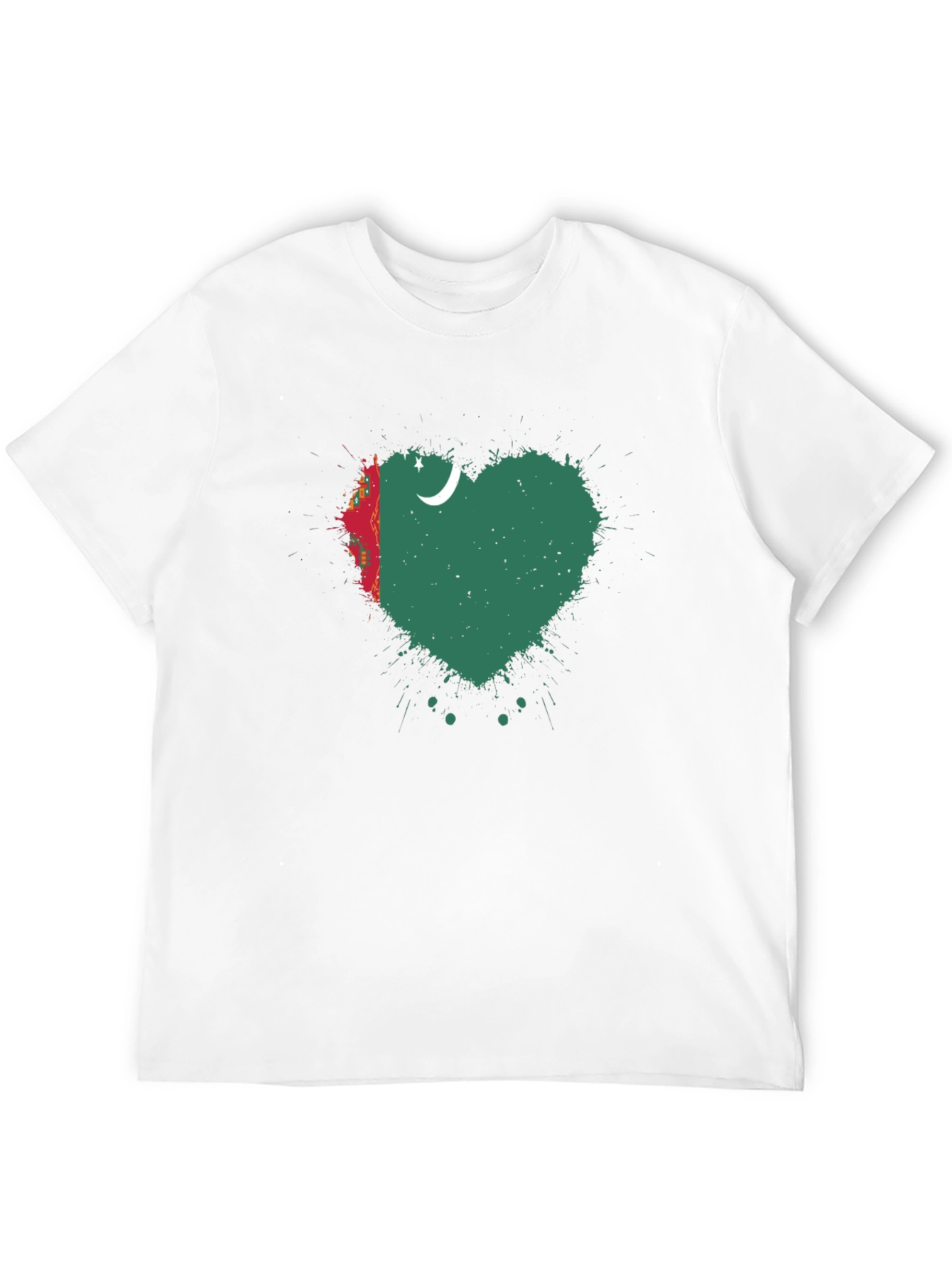 Turkmenistan Heart Flag T-Shirt - Black Cotton Tee