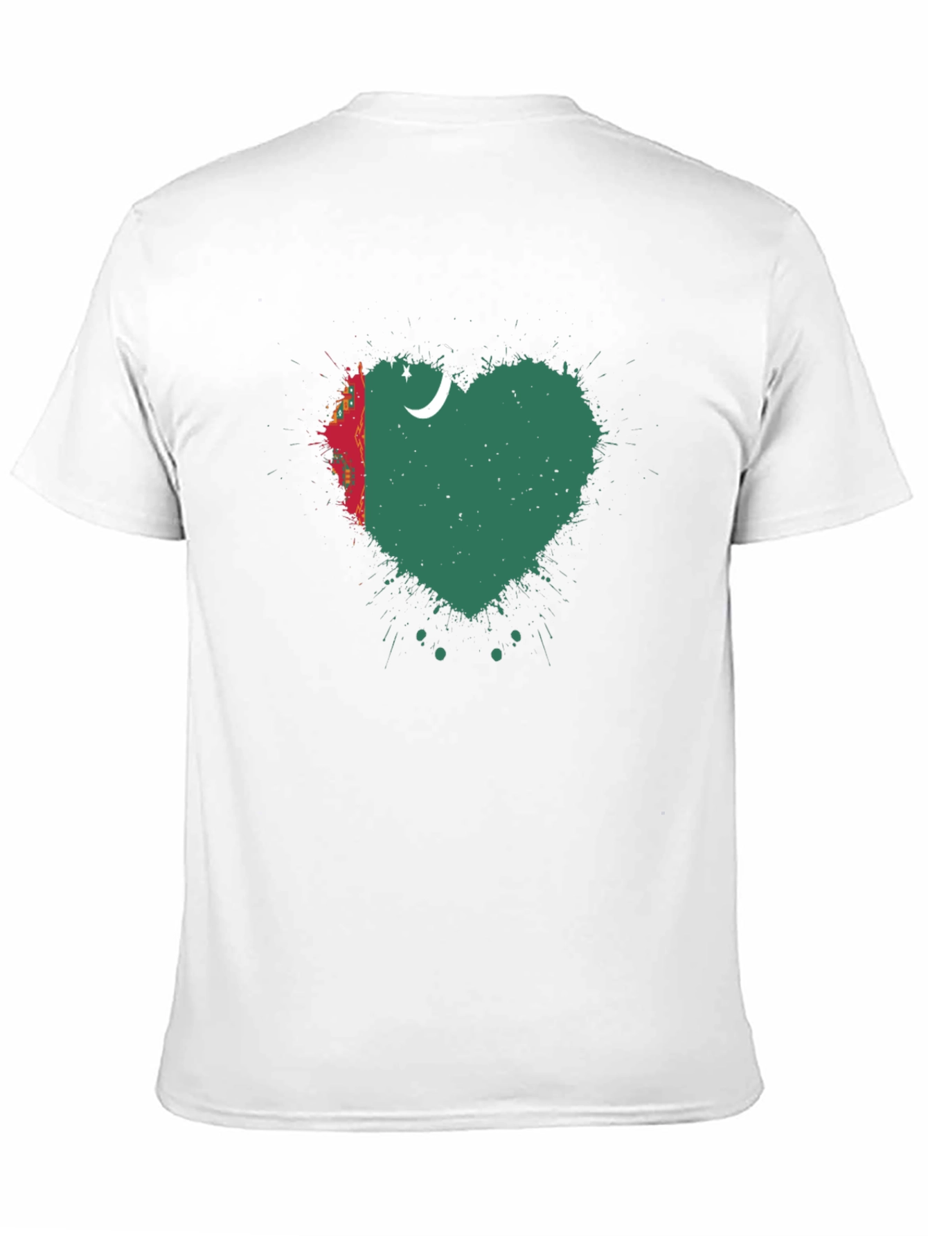 Turkmenistan Heart Flag T-Shirt - Black Cotton Tee