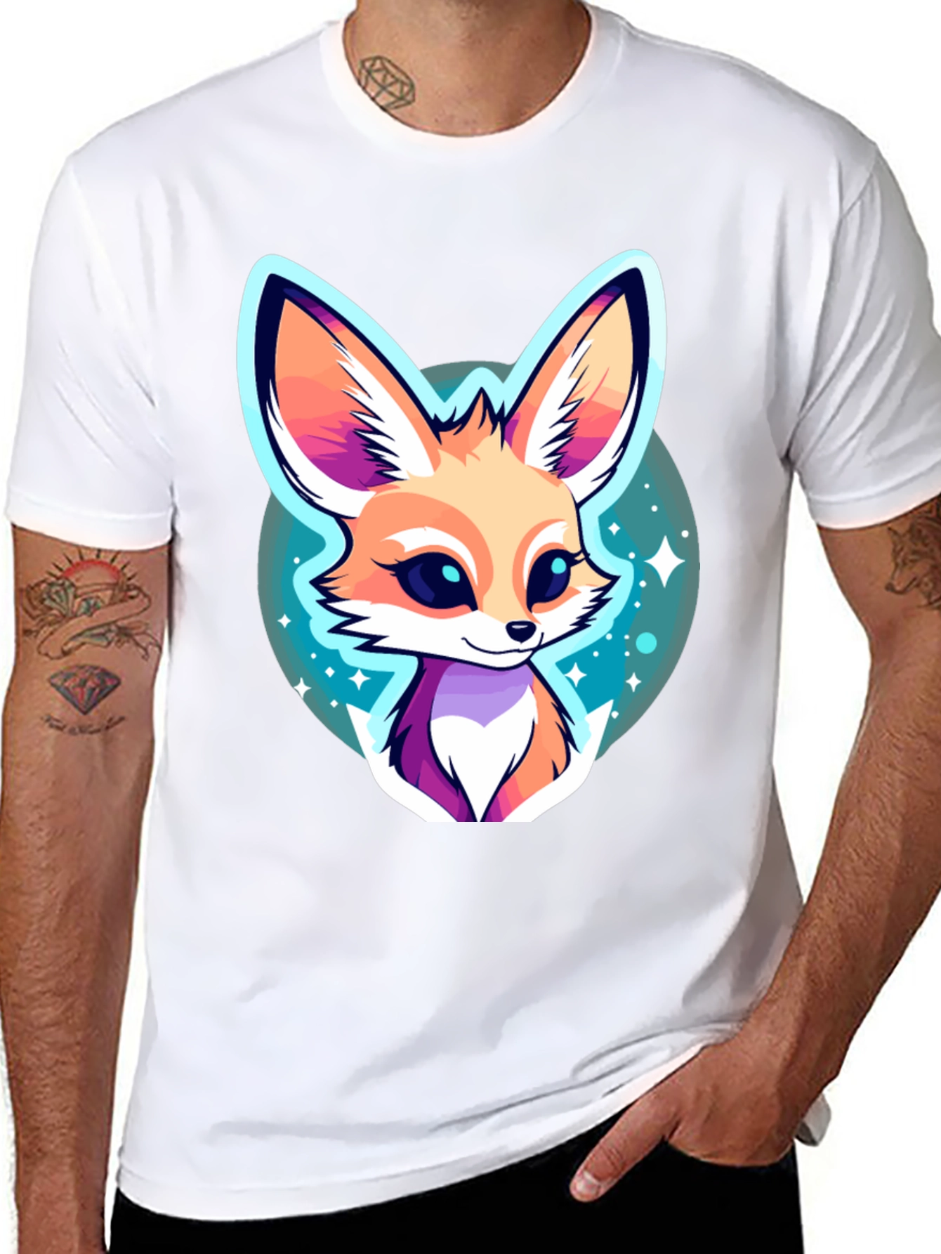 Cute Fennec Fox Graphic Tee - Unisex Black T-Shirt