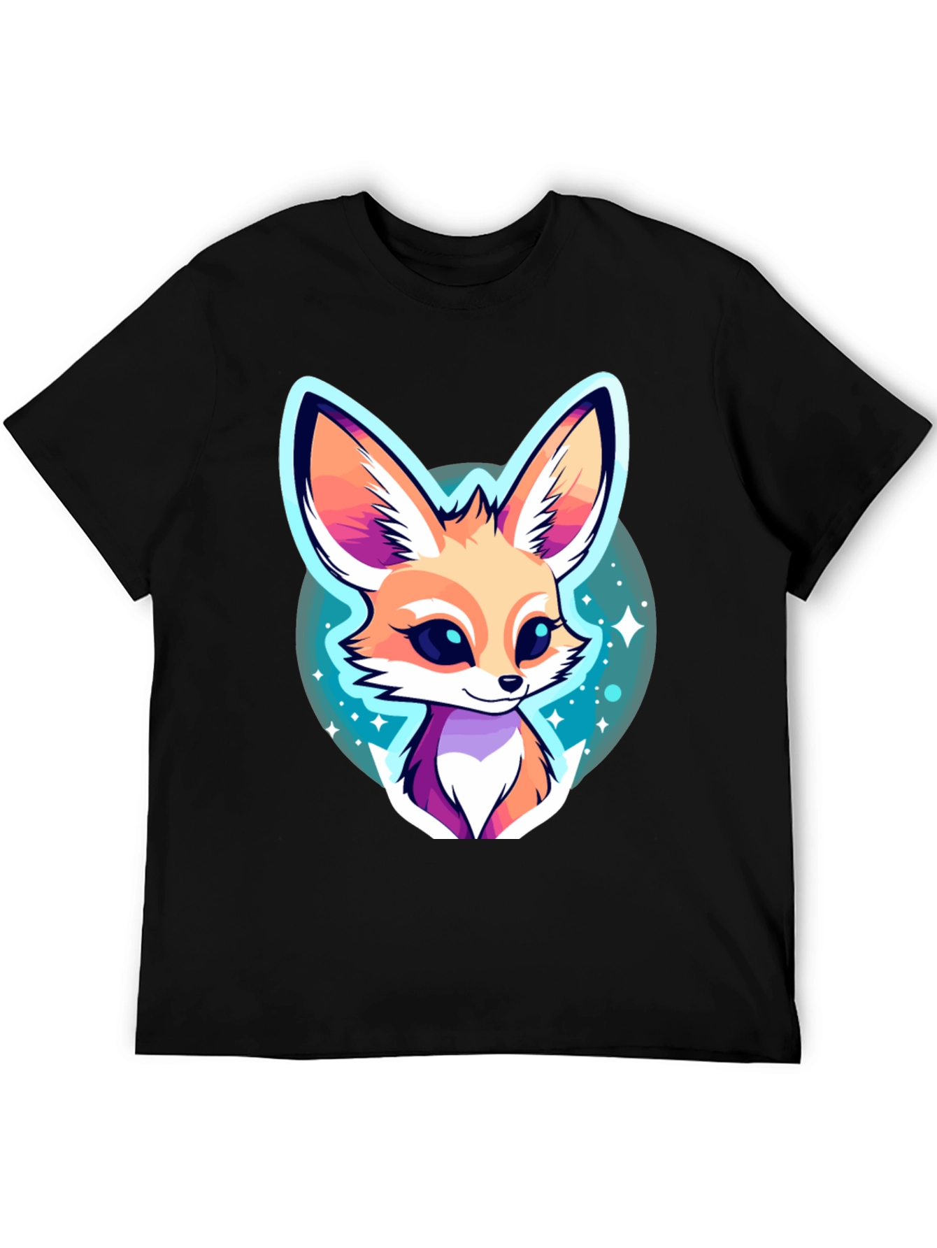 Cute Fennec Fox Graphic Tee - Unisex Black T-Shirt