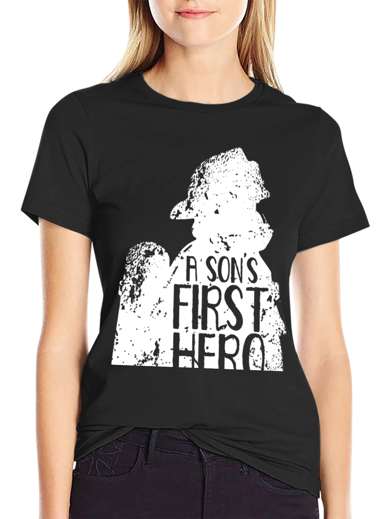 Firefighter Sons First Hero Black T-Shirt