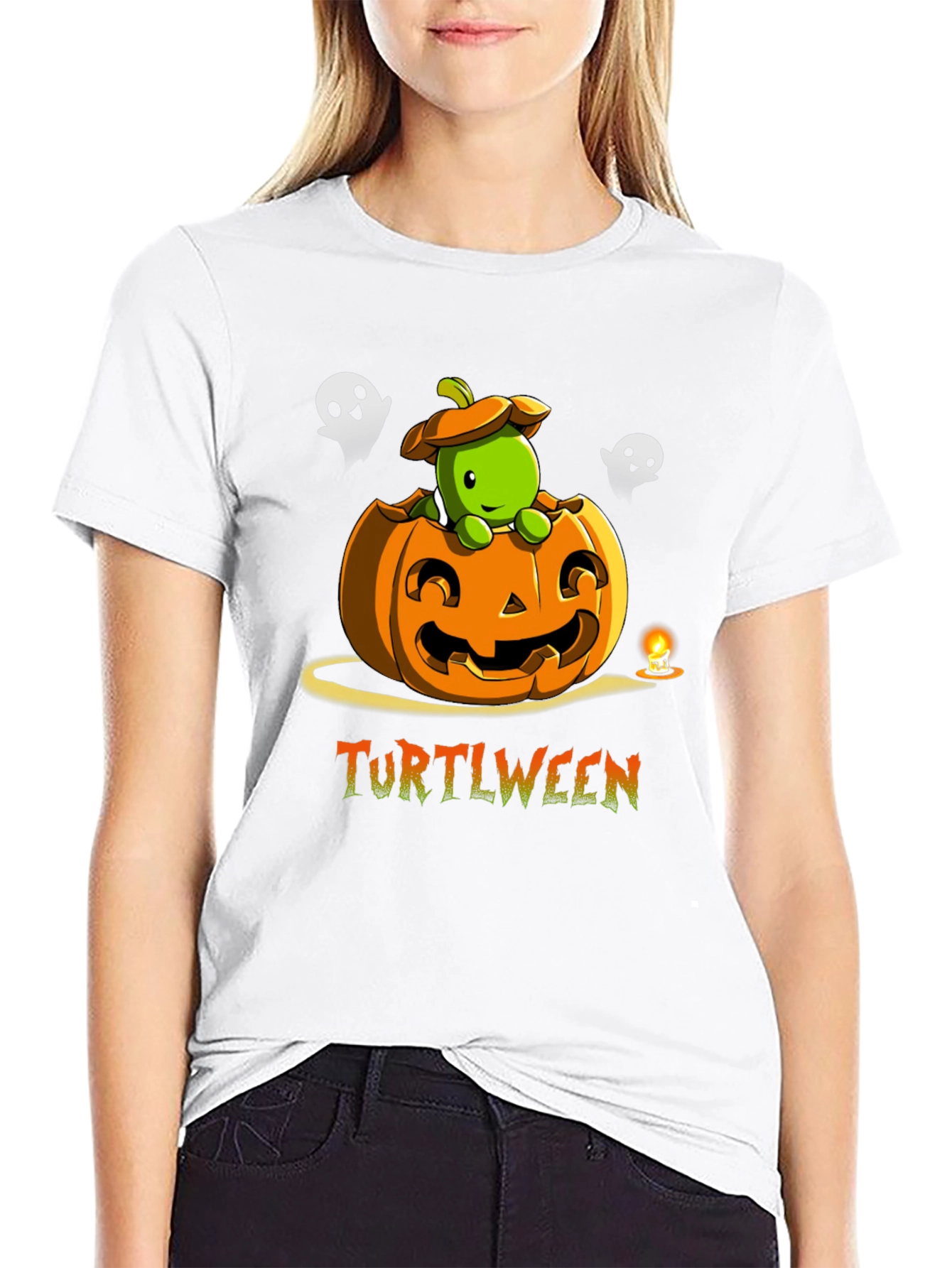 Turtlween Black T-Shirt - Halloween Turtle Pumpkin Design