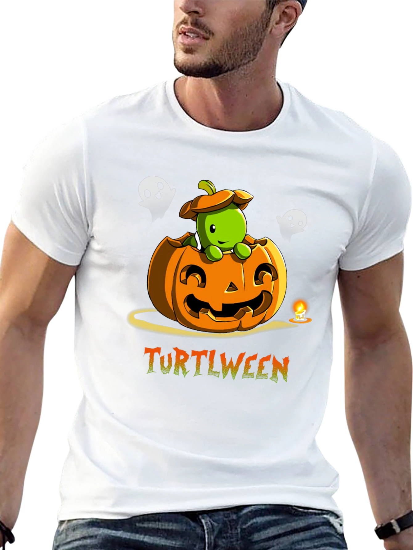 Turtlween Black T-Shirt - Halloween Turtle Pumpkin Design