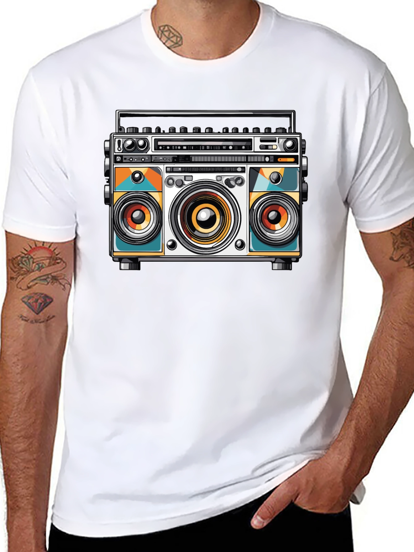 Retro Boombox Graphic Tee - Cool Music Lover Shirt