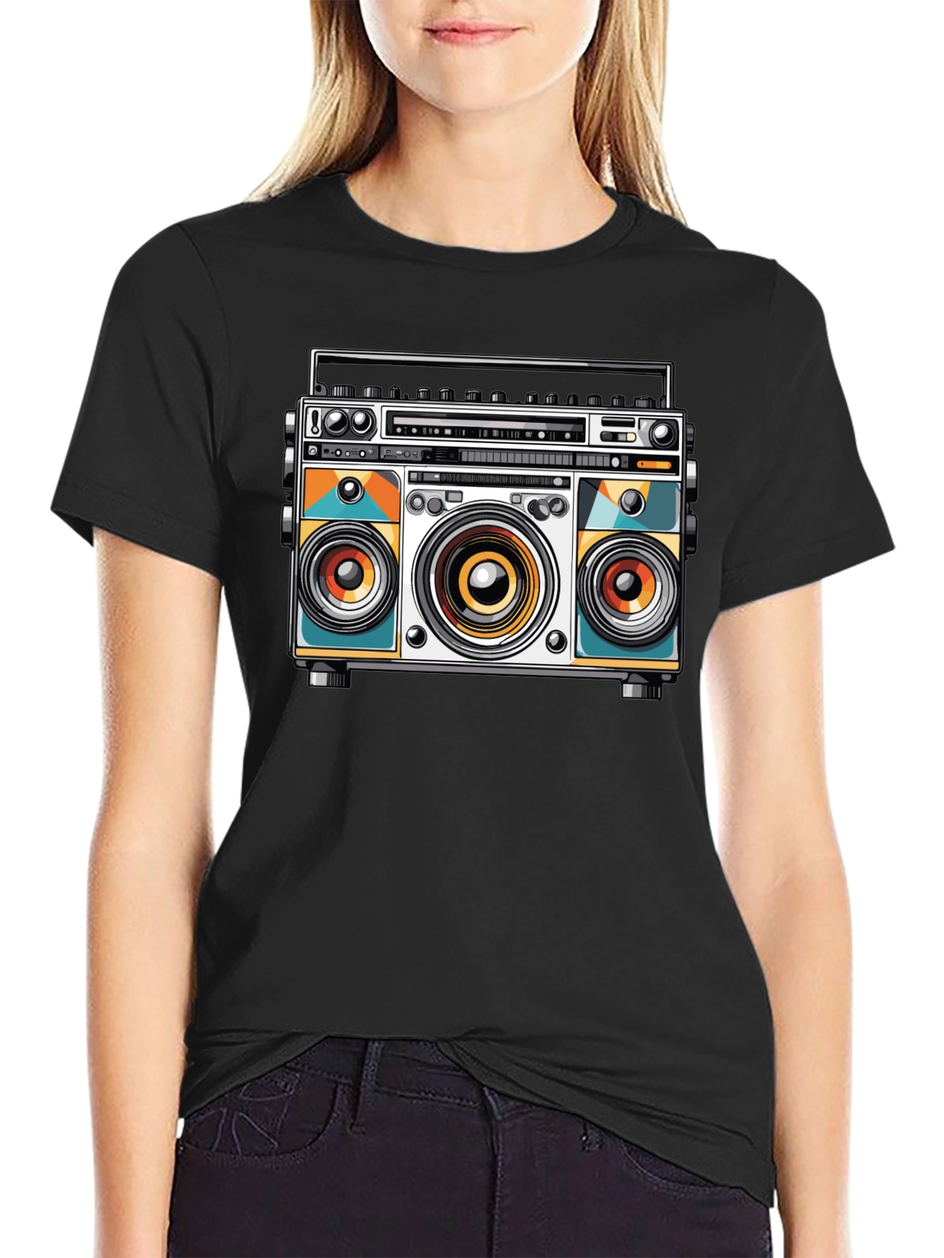 Retro Boombox Graphic Tee - Cool Music Lover Shirt