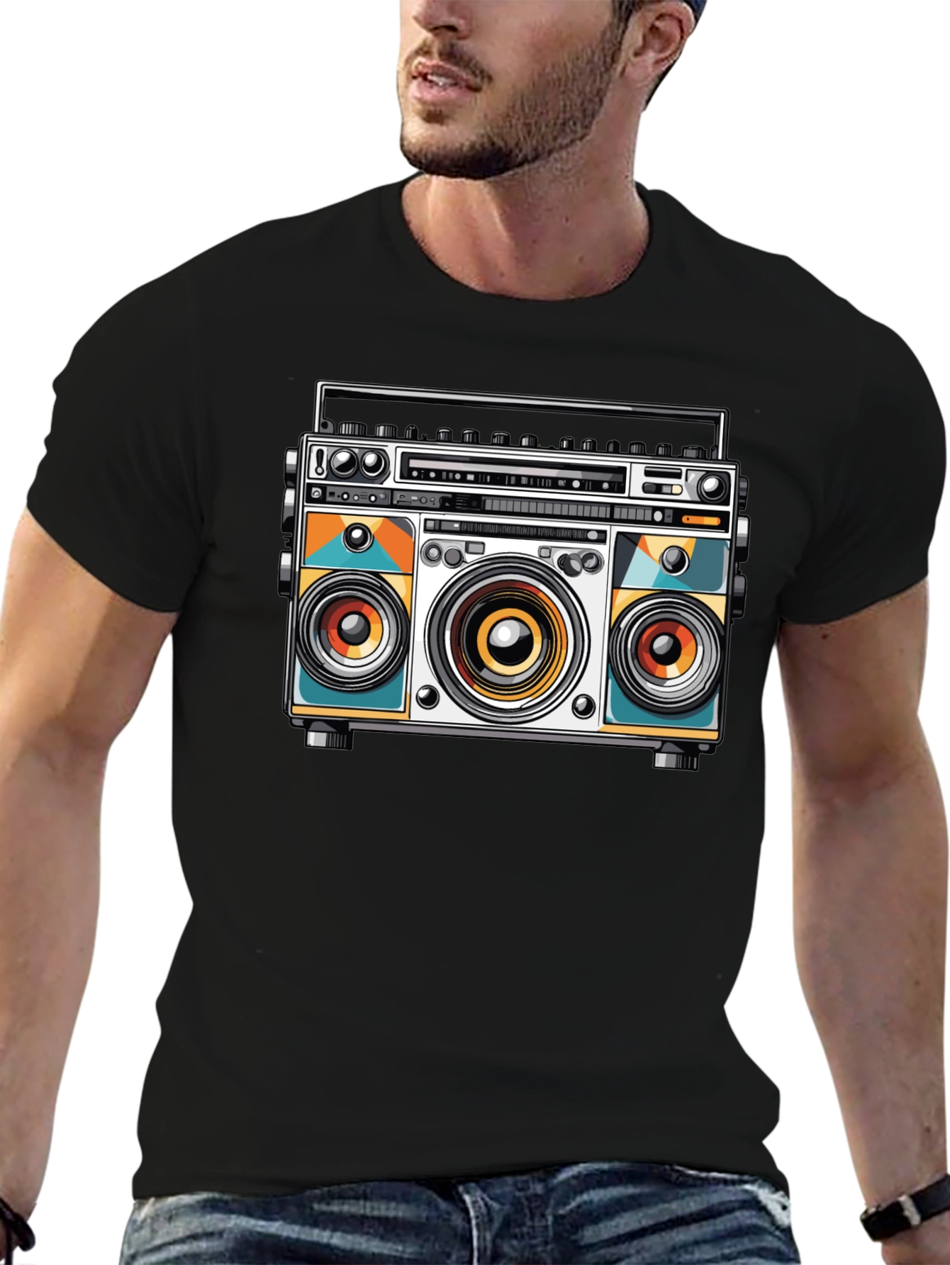 Retro Boombox Graphic Tee - Cool Music Lover Shirt